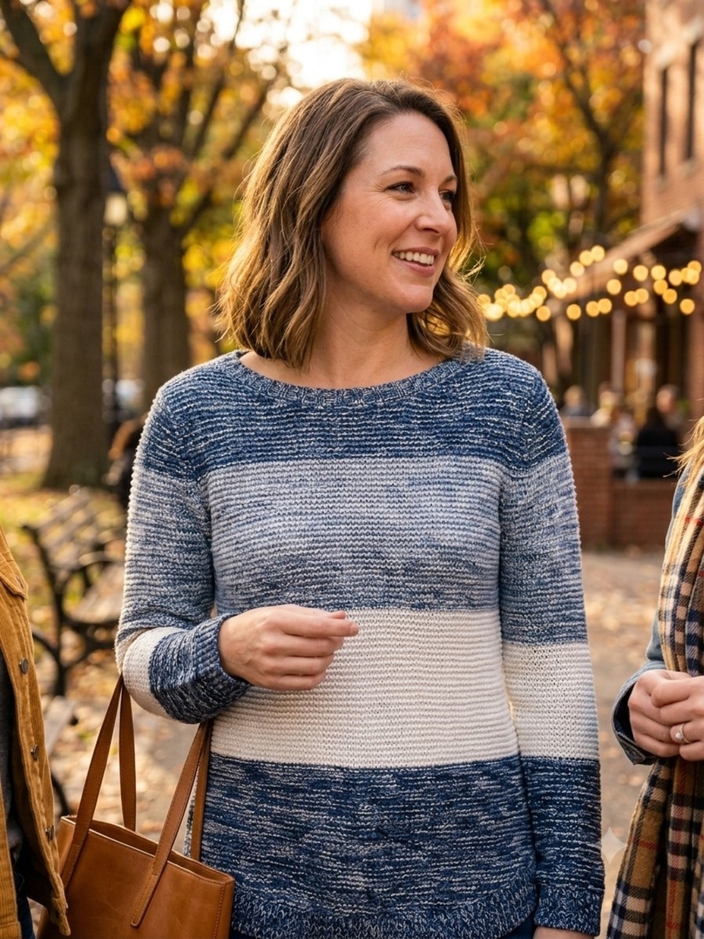 cleo Navy and White Striped Crewneck Sweater